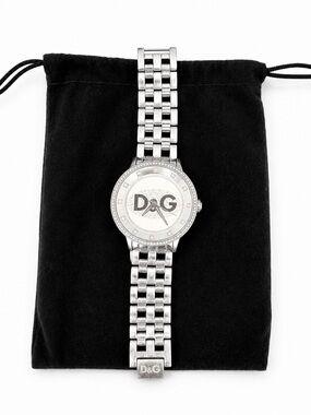 D&G Silver-Tone Logo Link Bracelet Watch